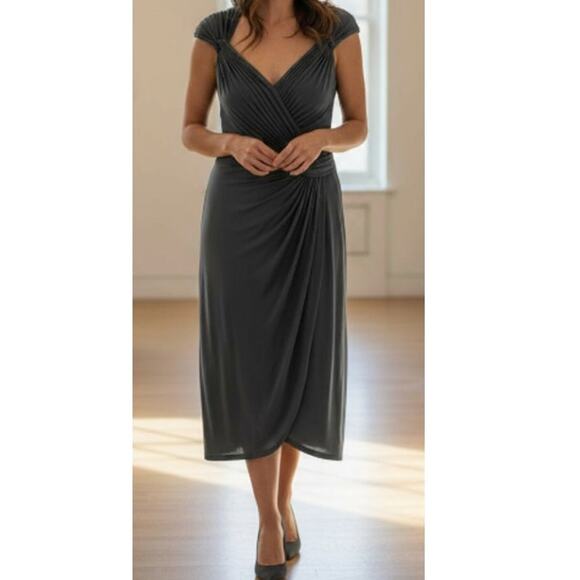 Tadashi Shoji Heart Neckline Cocktail Chocolate Brown Dress Size L - Picture 2 of 13